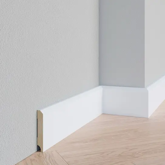 Tijdelijk Beschikbaar Schuine plint - Grenen (RAL) - 15 x 90 mm